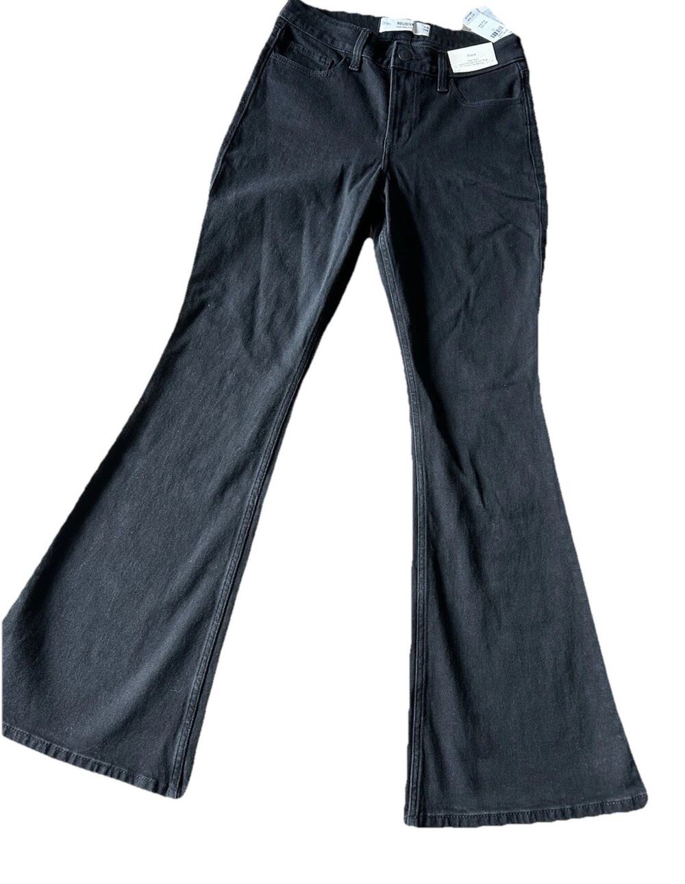 Hollister High Rise Flare Jeans 6 Long Women's NEW Black Stretch 30 x 33